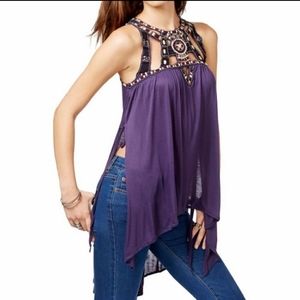 Free people vision quest embroidered beaded top festival Coachella boho y2k